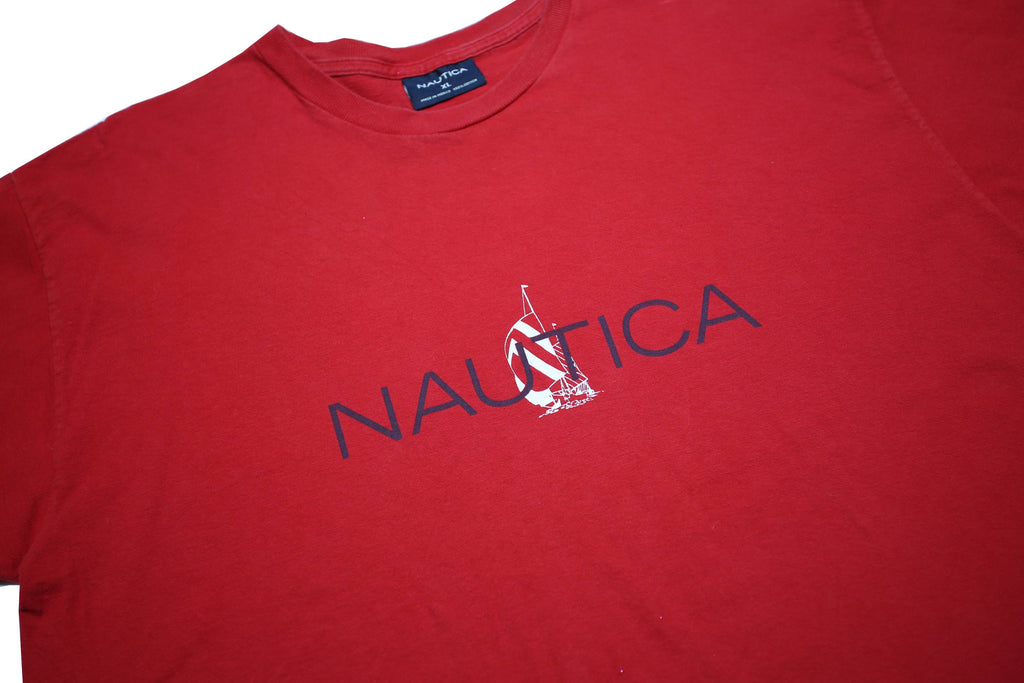 NAUTICA Mens Red Cotton Graphic T-Shirt XL Short Sleeve Crew Neck Casual