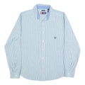 CHAPS Mens Blue & White Check Shirt L Long Sleeve Button Cotton Blend