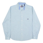 CHAPS Mens Blue & White Check Shirt L Long Sleeve Button Cotton Blend
