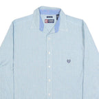 CHAPS Mens Blue & White Check Shirt L Long Sleeve Button Cotton Blend