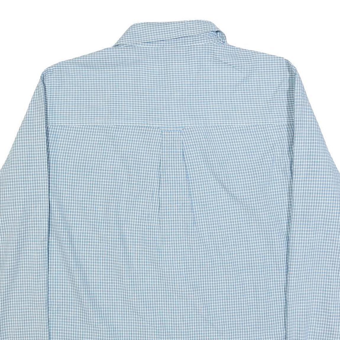 CHAPS Mens Blue & White Check Shirt L Long Sleeve Button Cotton Blend