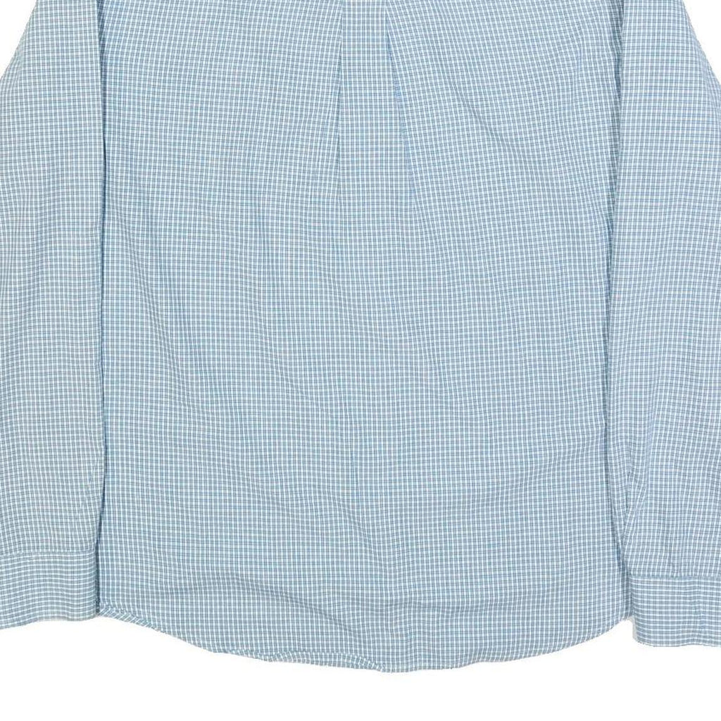 CHAPS Mens Blue & White Check Shirt L Long Sleeve Button Cotton Blend