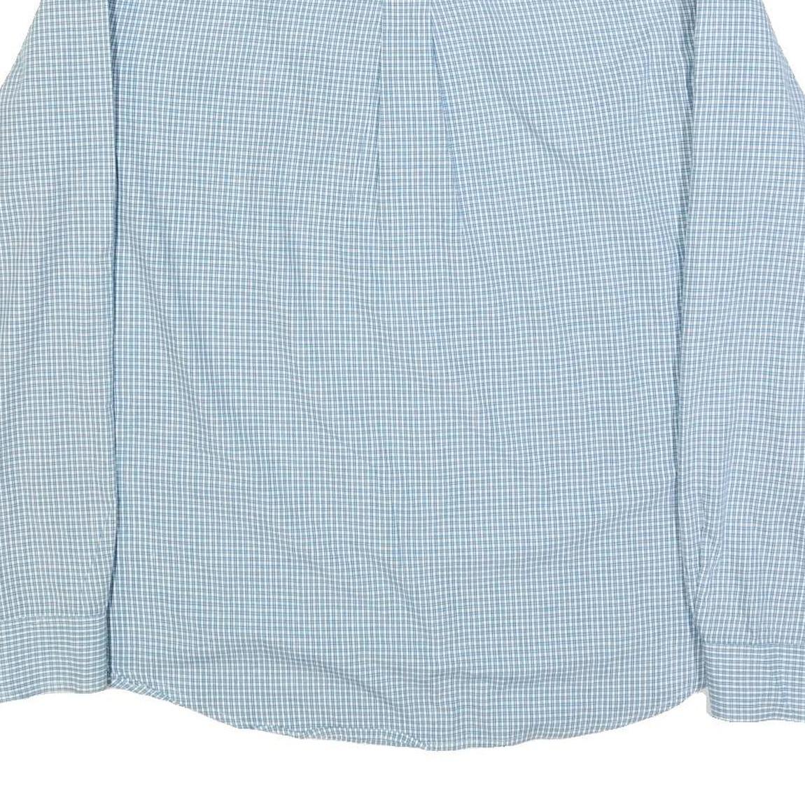 CHAPS Mens Blue & White Check Shirt L Long Sleeve Button Cotton Blend