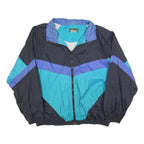 GRENADIER Mens Black & Blue Colourblock Track Jacket L Nylon Zip Retro Style