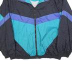 GRENADIER Mens Black & Blue Colourblock Track Jacket L Nylon Zip Retro Style