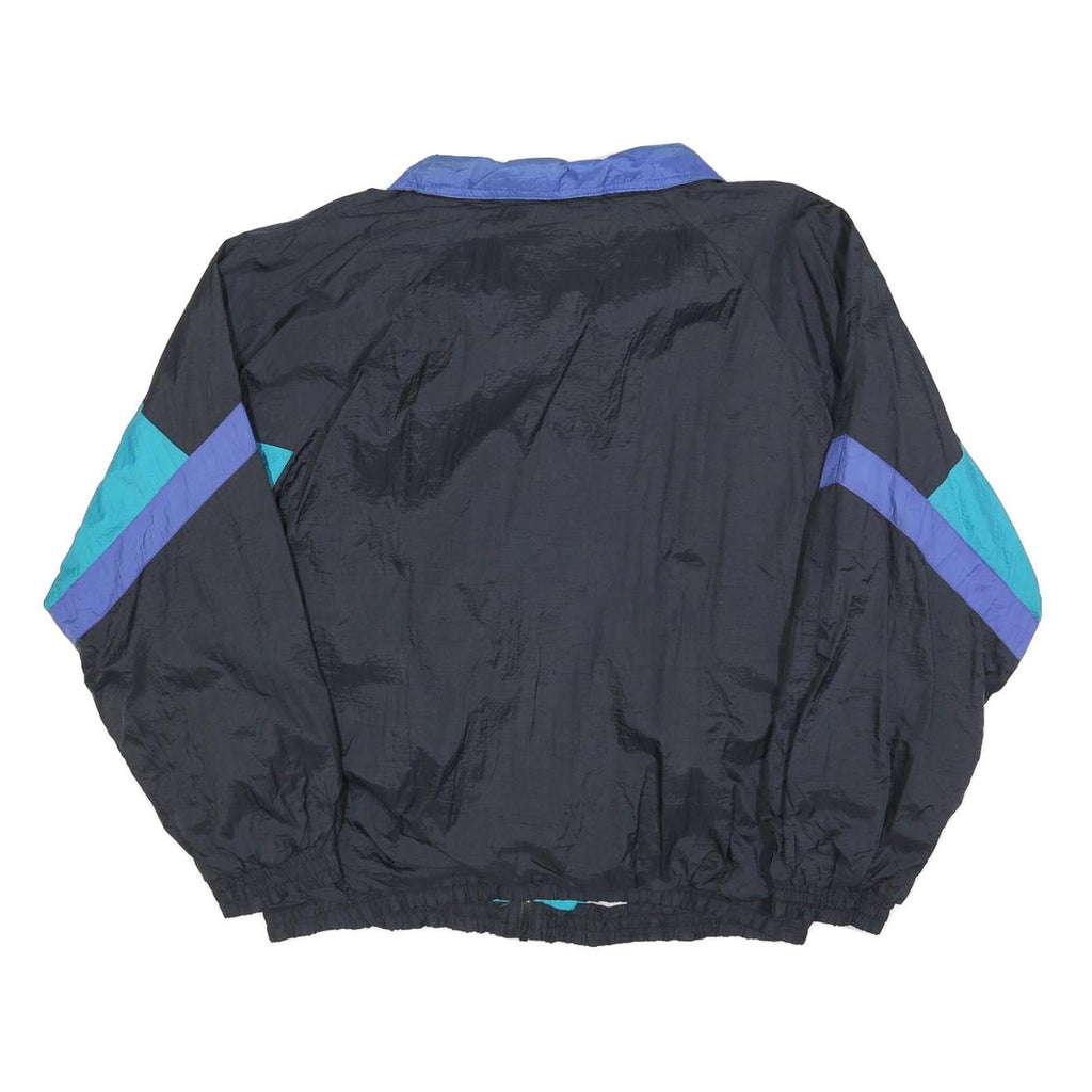 GRENADIER Mens Black & Blue Colourblock Track Jacket L Nylon Zip Retro Style