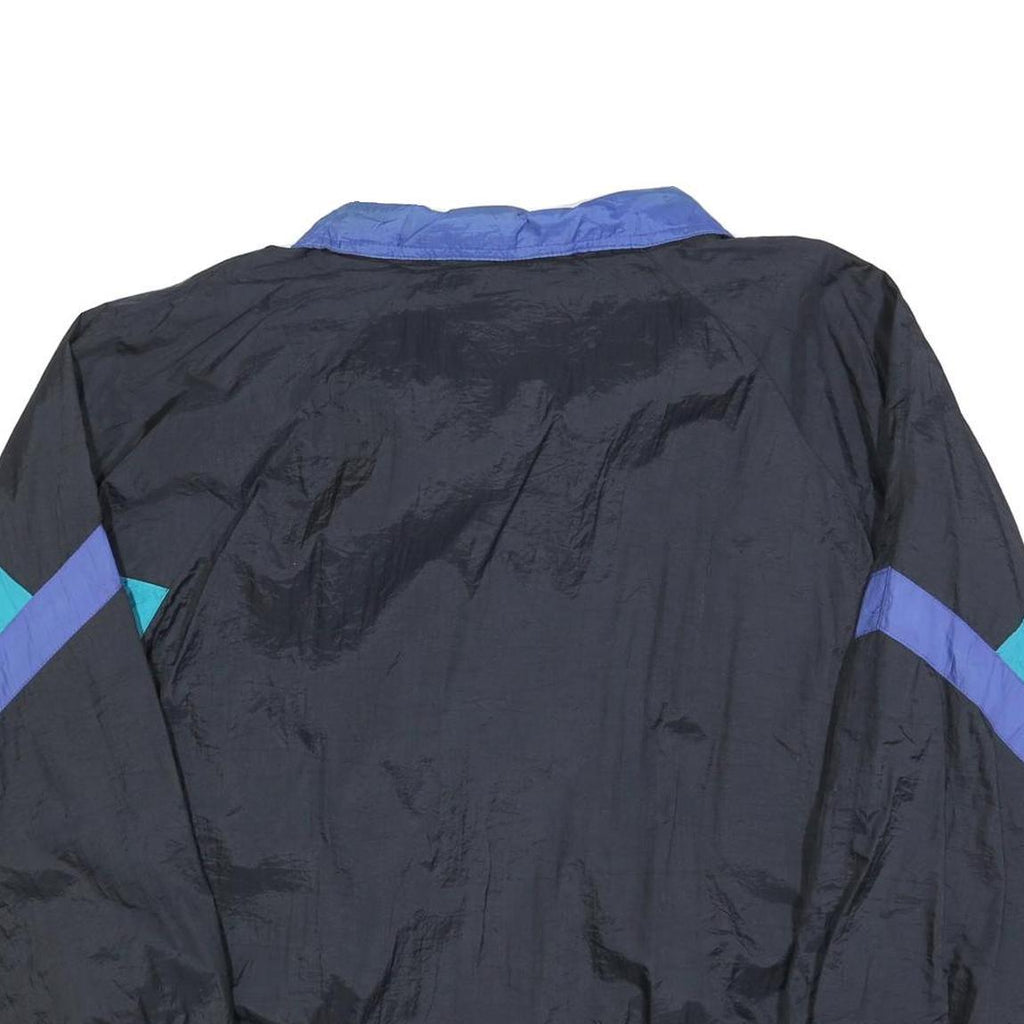 GRENADIER Mens Black & Blue Colourblock Track Jacket L Nylon Zip Retro Style
