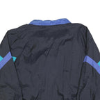 GRENADIER Mens Black & Blue Colourblock Track Jacket L Nylon Zip Retro Style