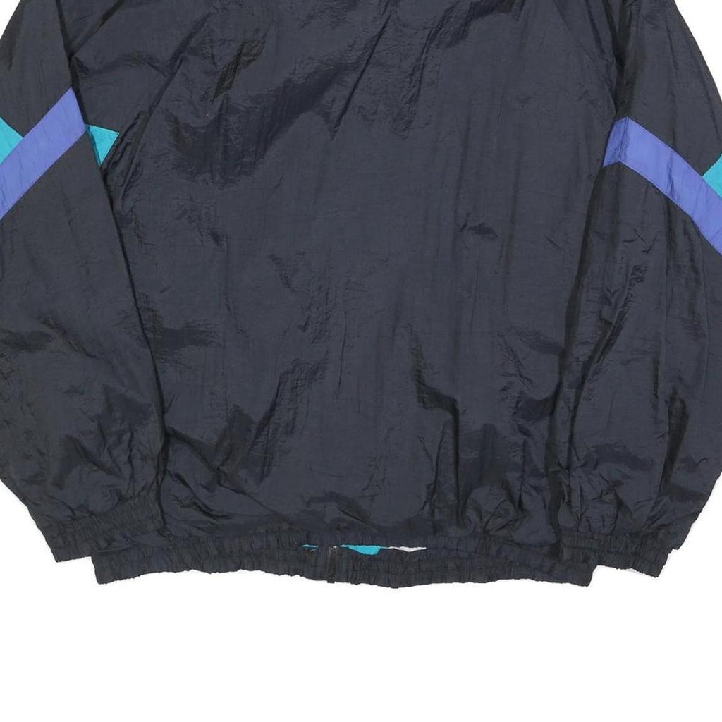 GRENADIER Mens Black & Blue Colourblock Track Jacket L Nylon Zip Retro Style