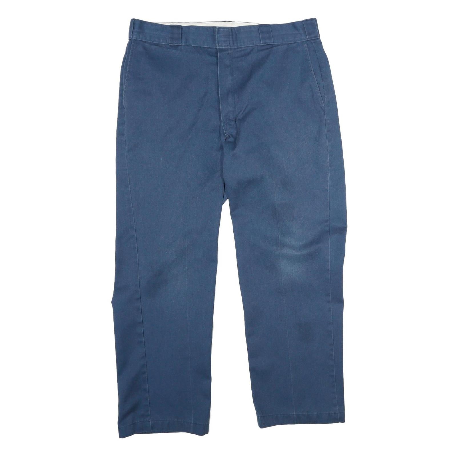 DICKIES Mens Polyester Blend Navy Classic Straight Trousers W38 L30 Workwear Zip