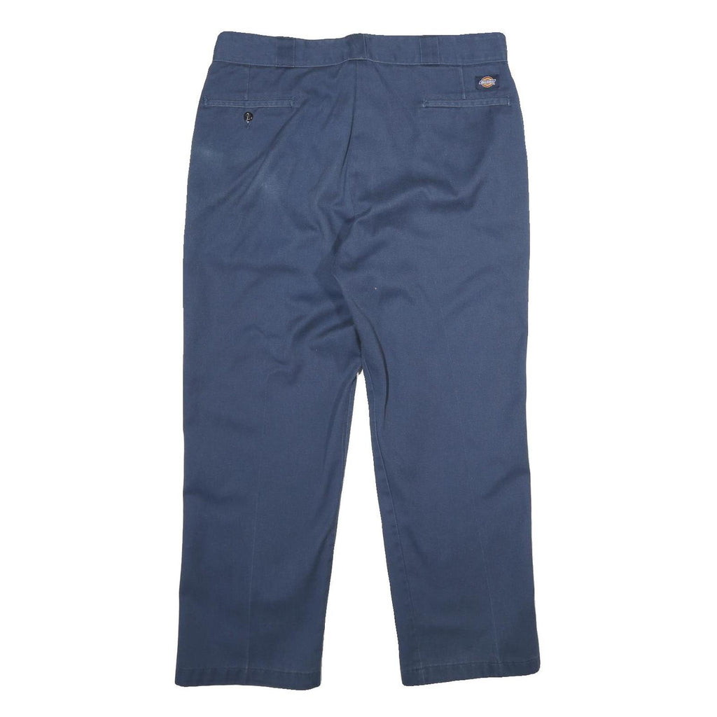 DICKIES Mens Polyester Blend Navy Classic Straight Trousers W38 L30 Workwear Zip