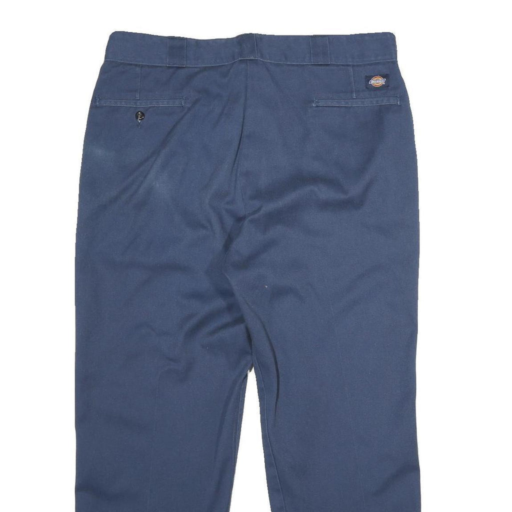 DICKIES Mens Polyester Blend Navy Classic Straight Trousers W38 L30 Workwear Zip