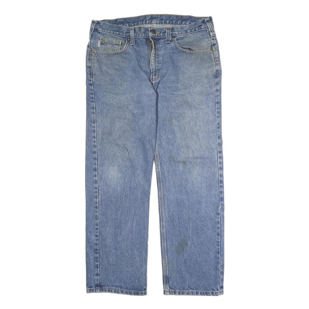 CARHARTT Mens Relaxed Blue Denim W38 L30 Cotton Zip Jeans Workwear