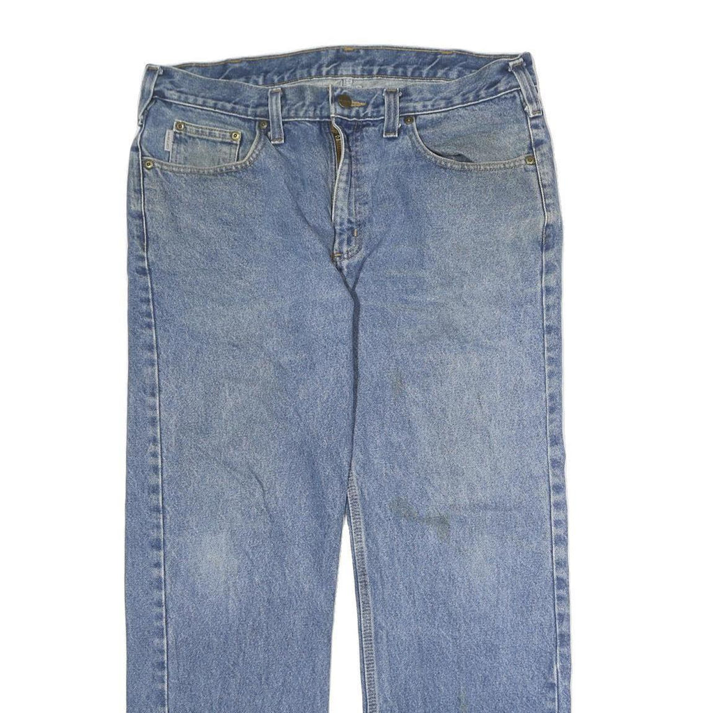 CARHARTT Mens Relaxed Blue Denim W38 L30 Cotton Zip Jeans Workwear