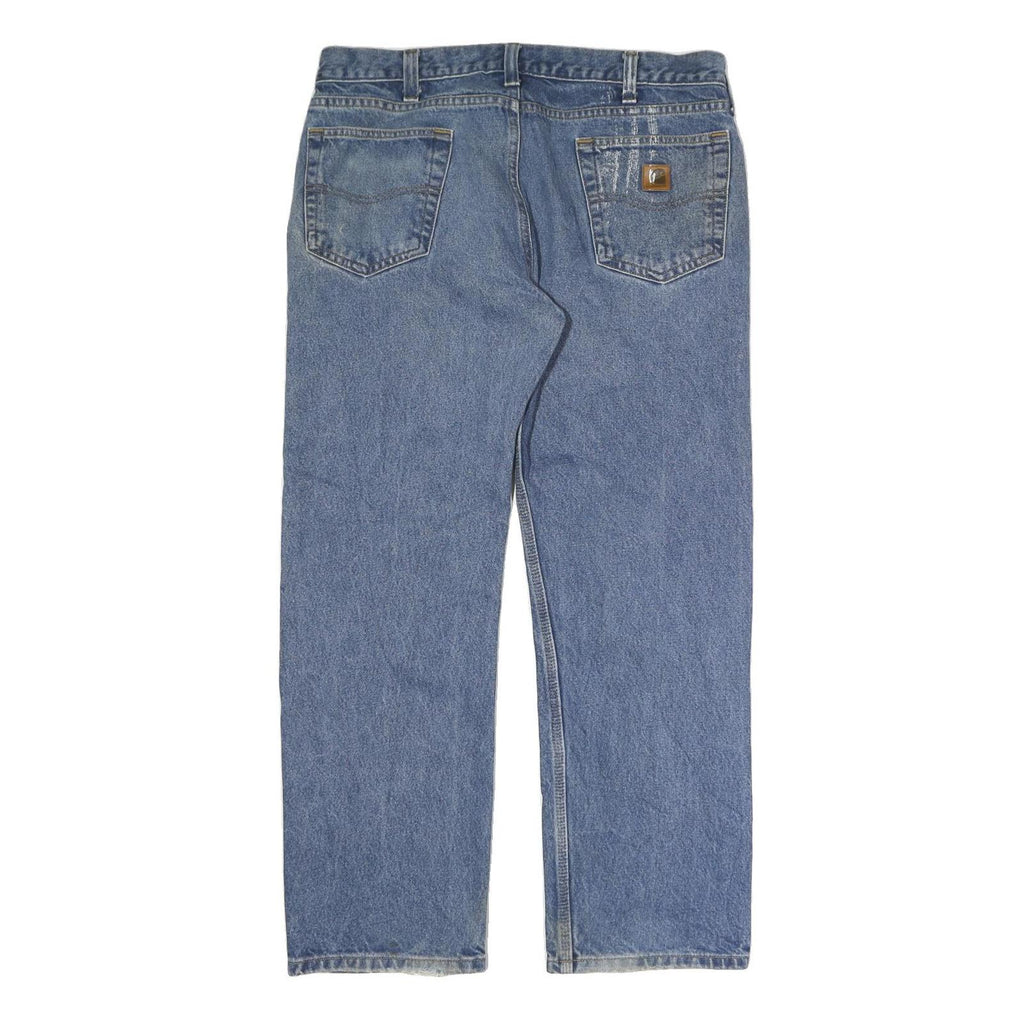 CARHARTT Mens Relaxed Blue Denim W38 L30 Cotton Zip Jeans Workwear