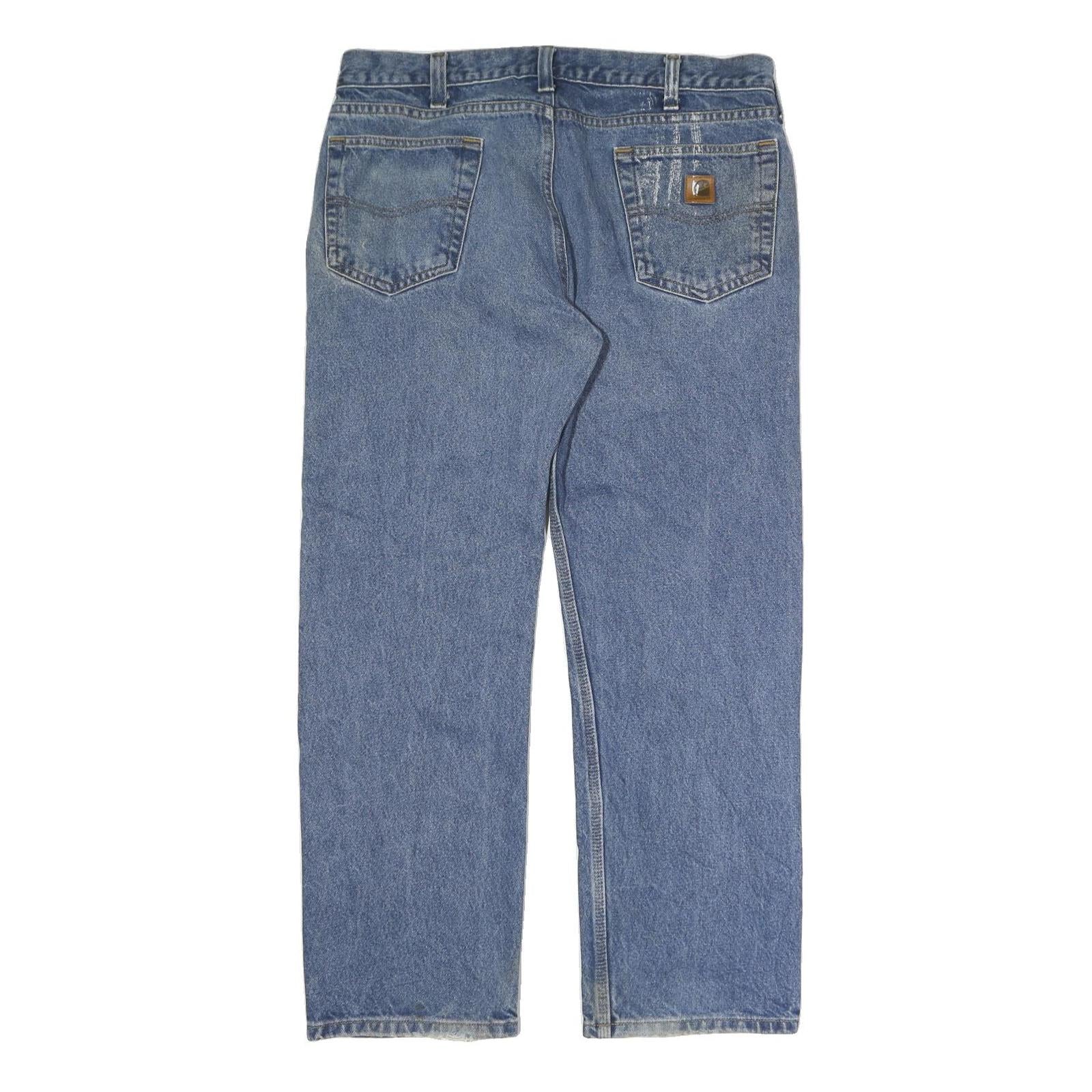 CARHARTT Mens Relaxed Blue Denim W38 L30 Cotton Zip Jeans Workwear