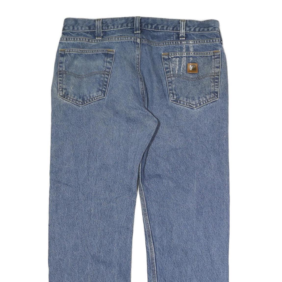 CARHARTT Mens Relaxed Blue Denim W38 L30 Cotton Zip Jeans Workwear