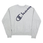 CHAMPION Mens Grey Crew Neck M Cotton Blend Pullover Sweatshirt Logo