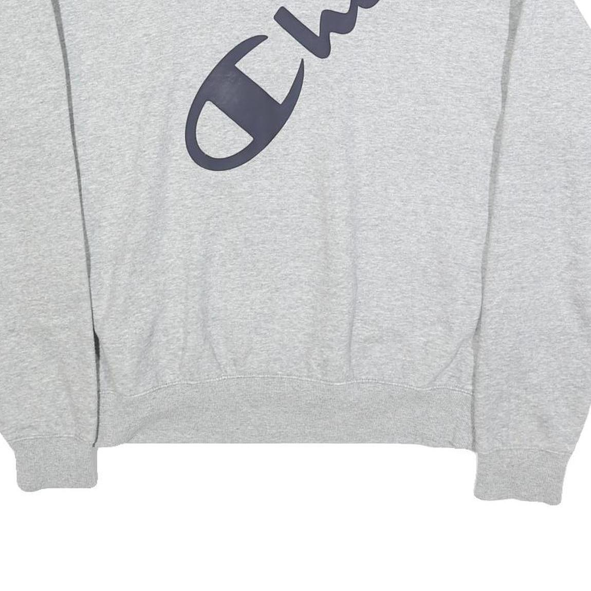 CHAMPION Mens Grey Crew Neck M Cotton Blend Pullover Sweatshirt Logo