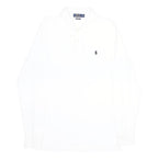 POLO RALPH LAUREN Mens White Long Sleeve Plain M Cotton Polo Shirt Classic Fit