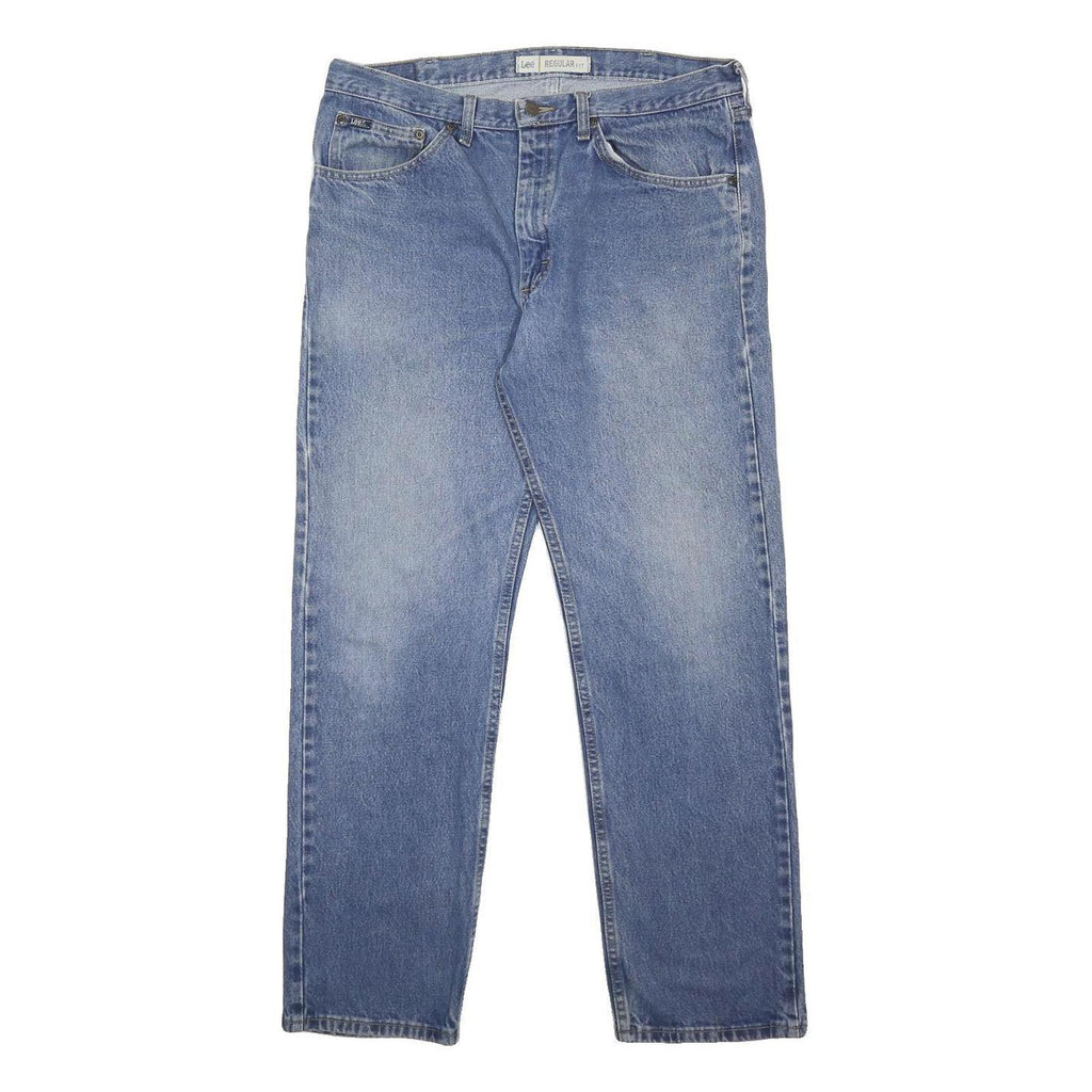 LEE Mens Regular Fit Cotton Denim Blue Jeans W36 L32 Classic Zip Closure