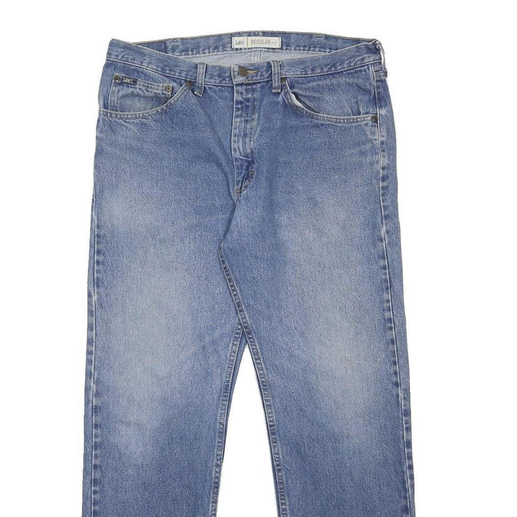 LEE Mens Regular Fit Cotton Denim Blue Jeans W36 L32 Classic Zip Closure