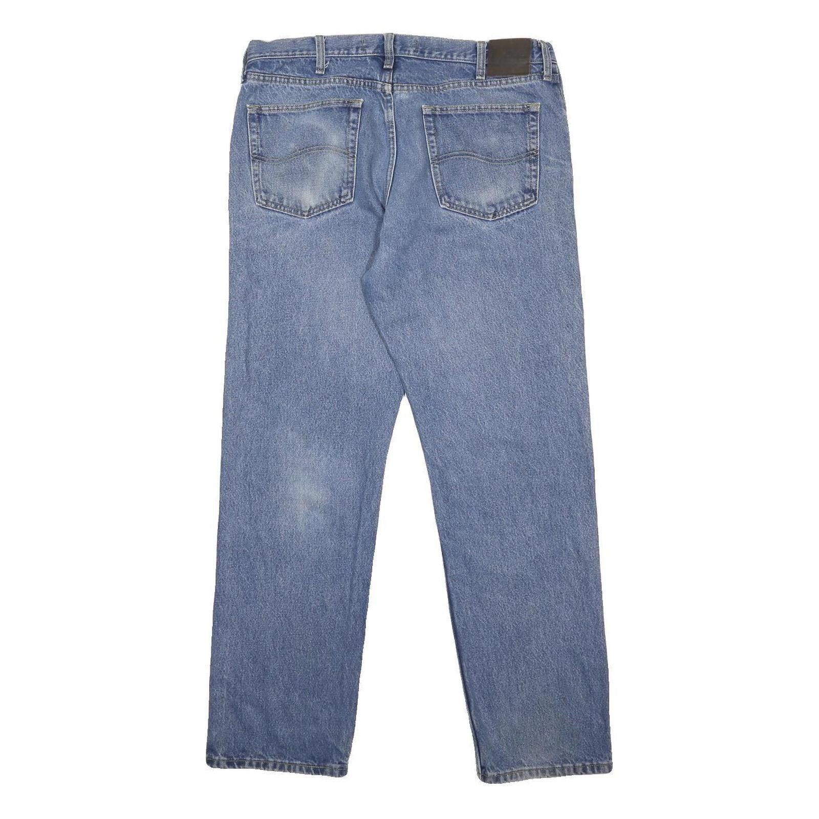 LEE Mens Regular Fit Cotton Denim Blue Jeans W36 L32 Classic Zip Closure