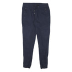 JEAN PASCALE Mens Cotton Blend Navy Slim Drawstring Trousers W30 L29 Casual