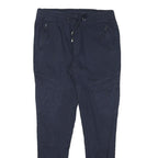 JEAN PASCALE Mens Cotton Blend Navy Slim Drawstring Trousers W30 L29 Casual