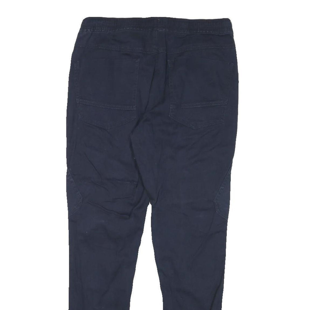 JEAN PASCALE Mens Cotton Blend Navy Slim Drawstring Trousers W30 L29 Casual