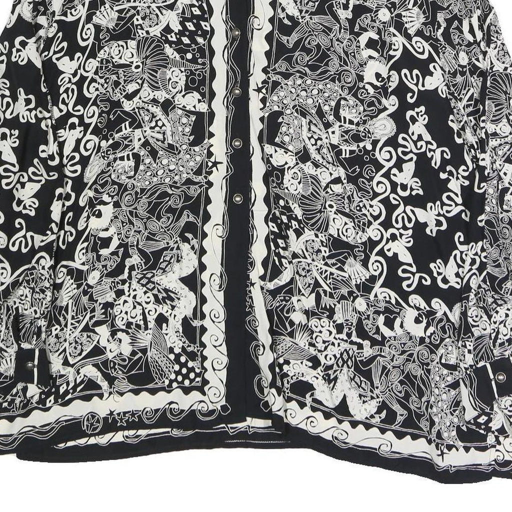 ACKERMAN Womens Black & White Printed Shirt Long Sleeve Collared XL Stylish Top