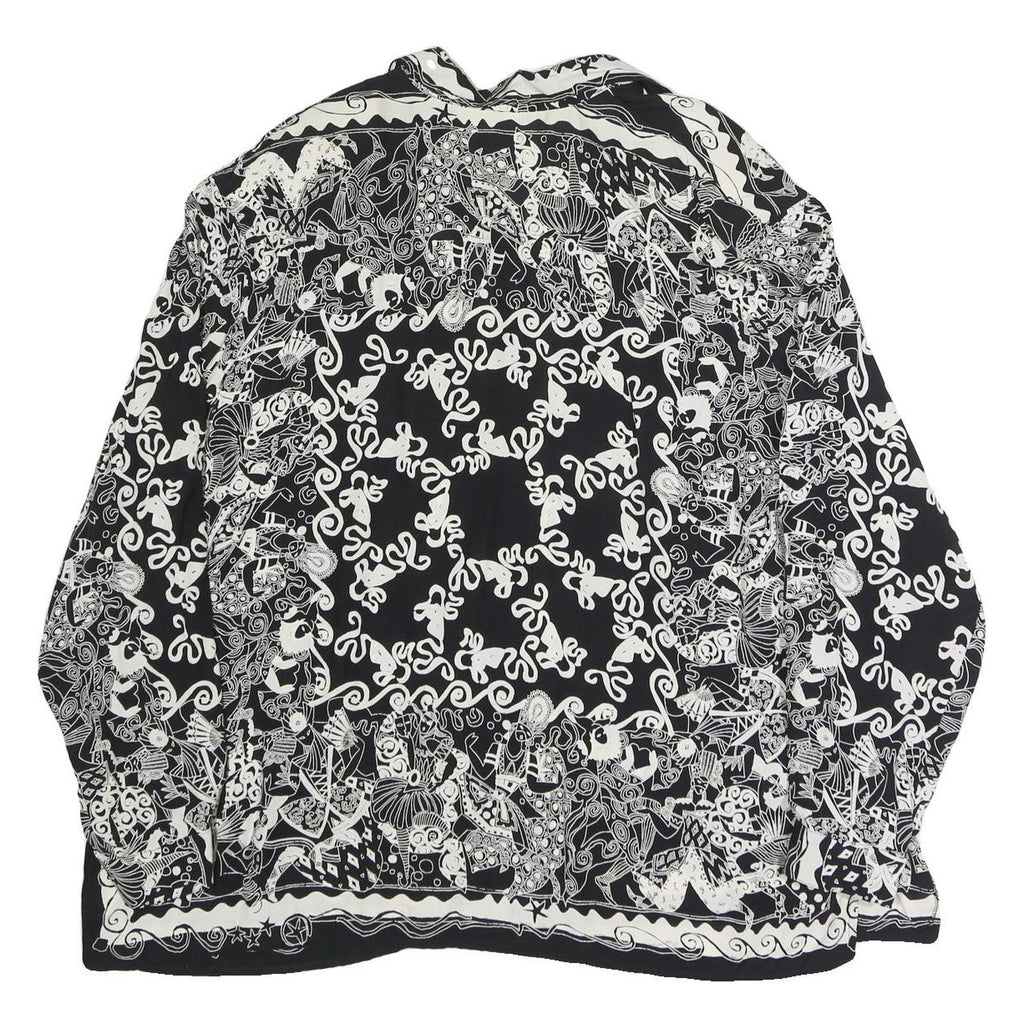 ACKERMAN Womens Black & White Printed Shirt Long Sleeve Collared XL Stylish Top