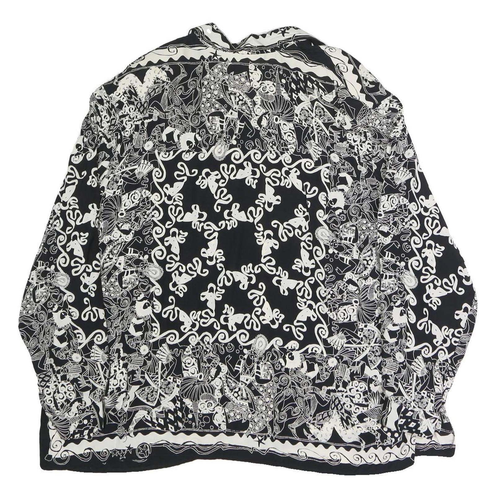 ACKERMAN Womens Black & White Printed Shirt Long Sleeve Collared XL Stylish Top