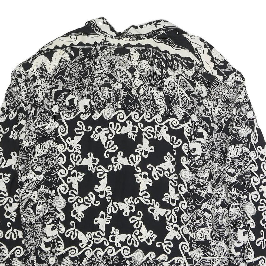 ACKERMAN Womens Black & White Printed Shirt Long Sleeve Collared XL Stylish Top