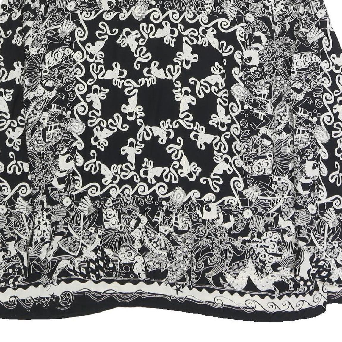 ACKERMAN Womens Black & White Printed Shirt Long Sleeve Collared XL Stylish Top