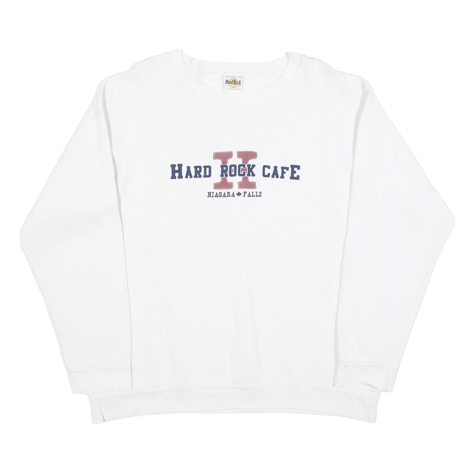 HARD ROCK CAFE Mens White Niagara Falls Crew Neck L Cotton Blend Sweatshirt