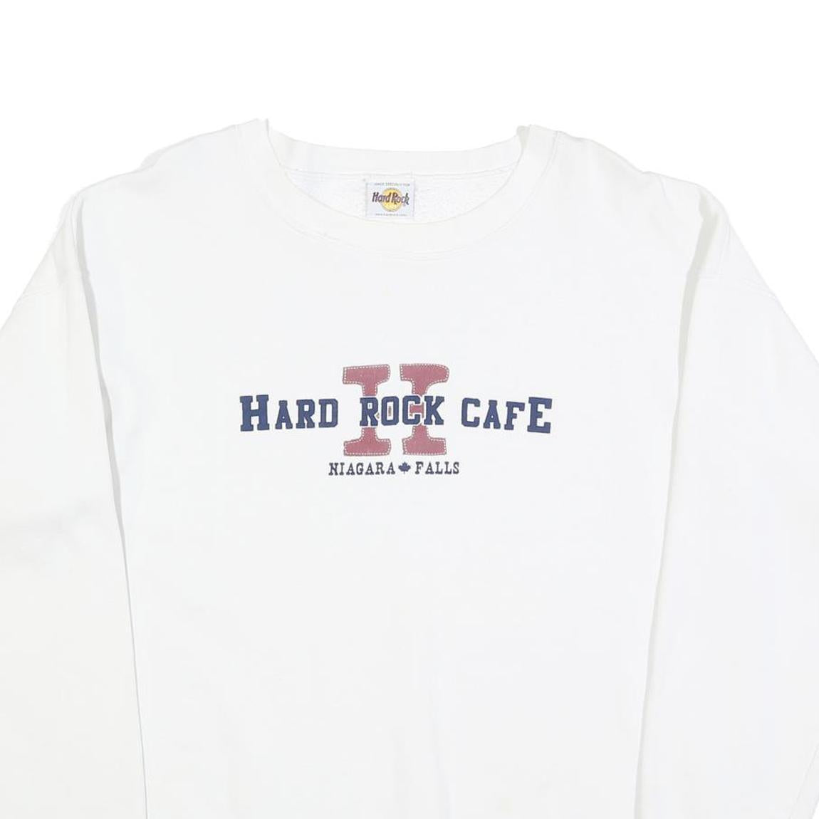 HARD ROCK CAFE Mens White Niagara Falls Crew Neck L Cotton Blend Sweatshirt