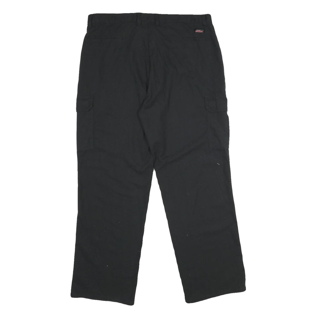 DICKIES Mens Regular Black Cargo Trousers W36 L32 Polyester Blend Zip Closure