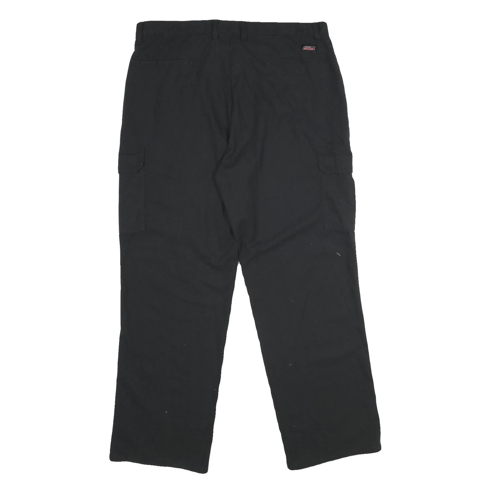 DICKIES Mens Regular Black Cargo Trousers W36 L32 Polyester Blend Zip Closure