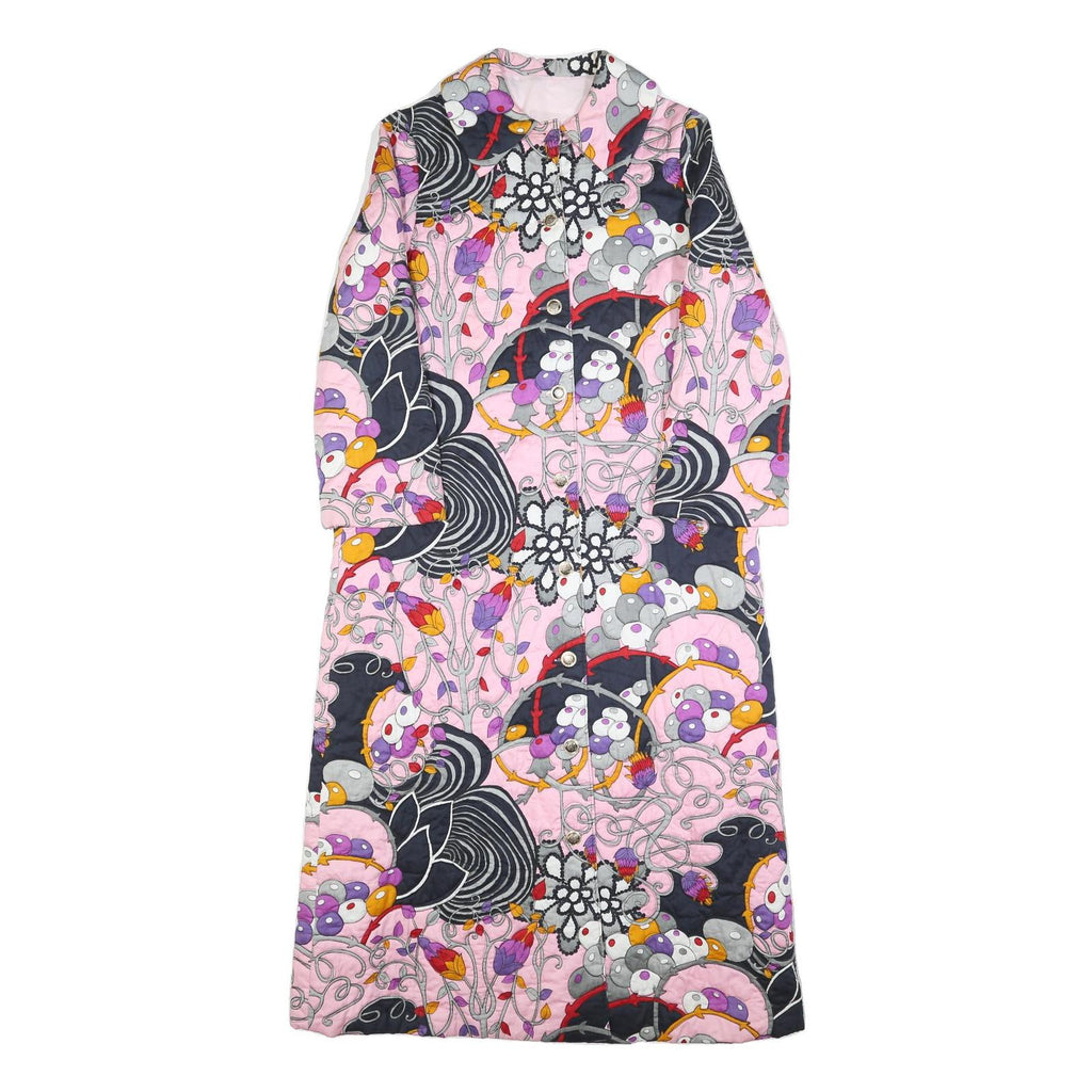 Womens Pink Button Jacket M Polyester Blend Floral Paisley Printed Long