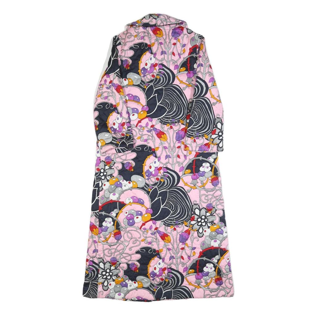 Womens Pink Button Jacket M Polyester Blend Floral Paisley Printed Long