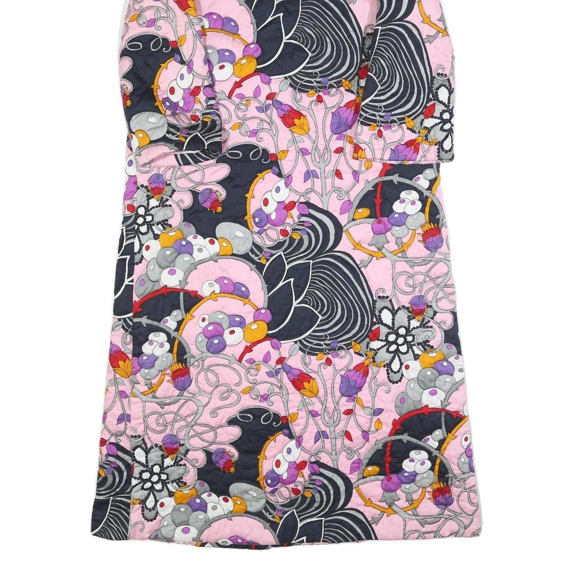 Womens Pink Button Jacket M Polyester Blend Floral Paisley Printed Long