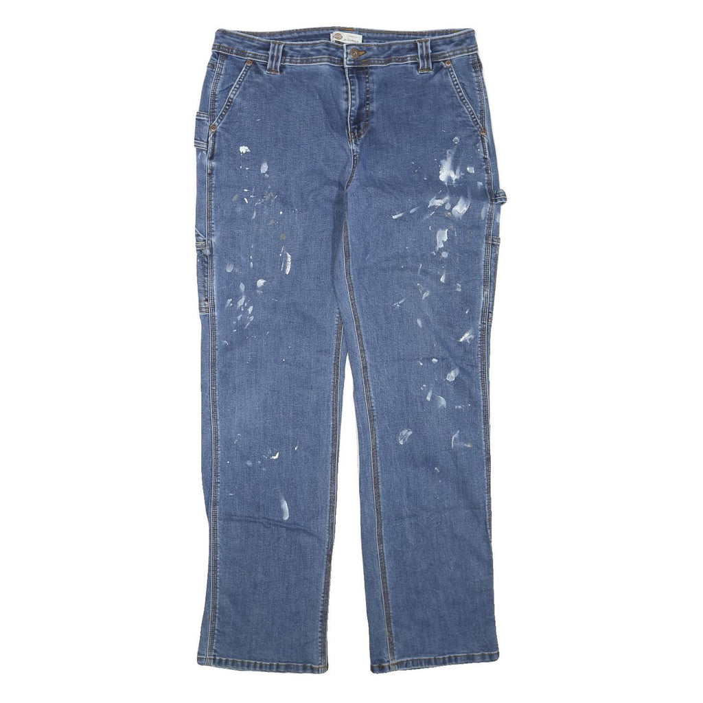 DICKIES Womens Regular Fit Blue Denim Zip Closure W34 L32 Workwear Jeans