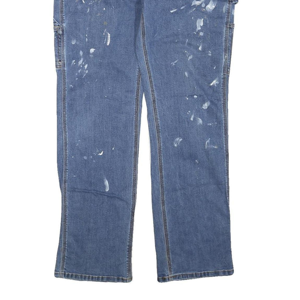 DICKIES Womens Regular Fit Blue Denim Zip Closure W34 L32 Workwear Jeans