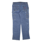 DICKIES Womens Regular Fit Blue Denim Zip Closure W34 L32 Workwear Jeans