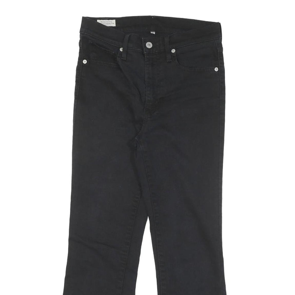 LEVI'S Womens Black Regular Flared Denim Jeans W27 L24 Zip Cotton Blend