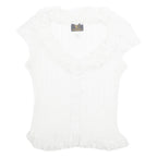 ANDROMEDA Womens Top White V-Neck Sleeveless M