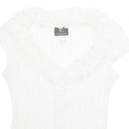 ANDROMEDA Womens Top White V-Neck Sleeveless M