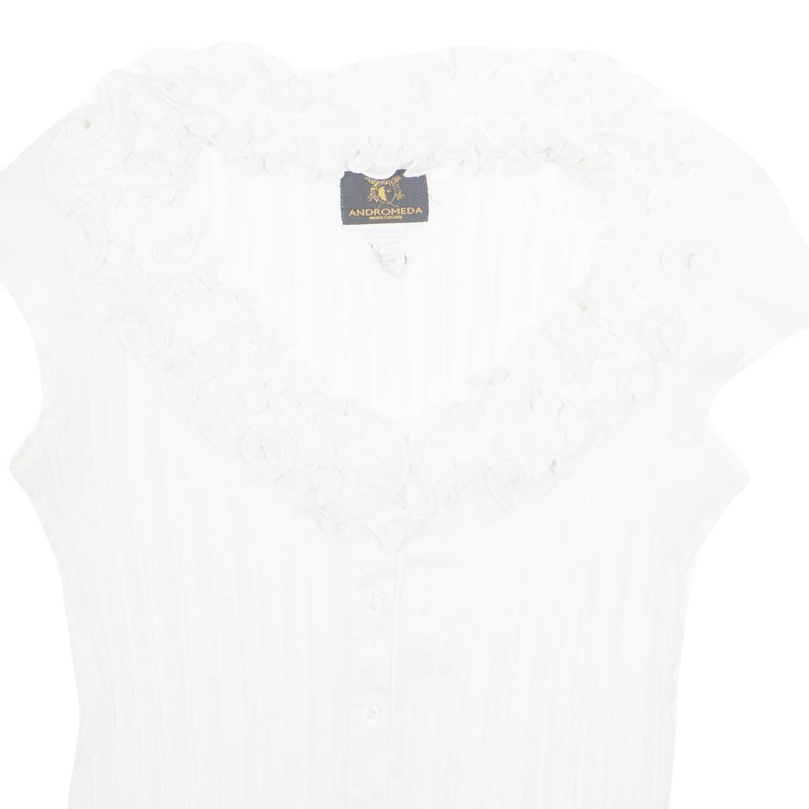 ANDROMEDA Womens Top White V-Neck Sleeveless M