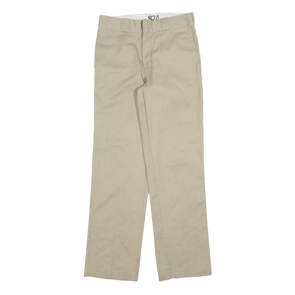 DICKIES Mens Regular Fit Beige Cotton Blend Trousers W30 L32 Workwear Zip